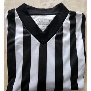 Smitty Mens Referee Shirt Medium Short Sleeves Black / White Performance Mesh